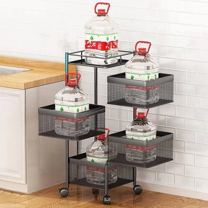 Metal Kitchen Trolley Organizer with Wheels – 4 Layer (Square Design)